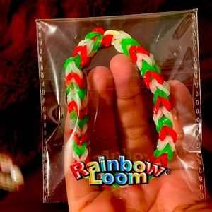 A cute preppy bracelet with red green and white